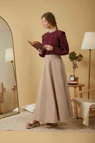 Poplin Skirt Taupe - 10
