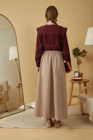 Poplin Skirt Taupe - 12