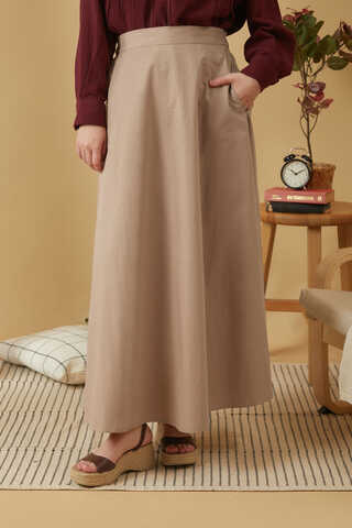 Poplin Skirt Taupe - 3
