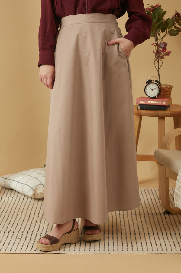 Poplin Skirt Taupe - 3