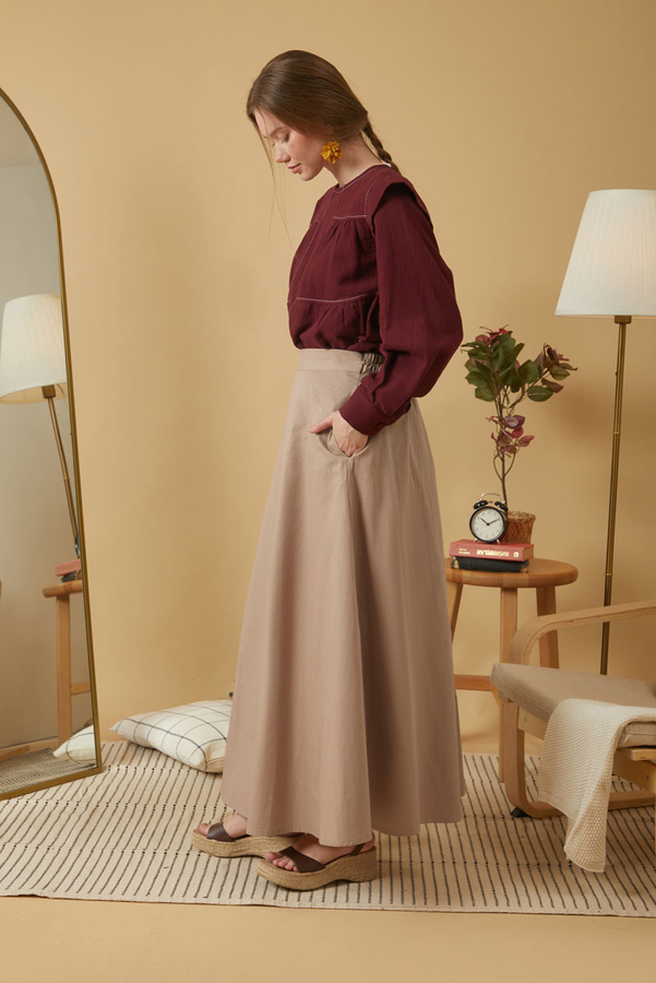 Poplin Skirt Taupe - 4