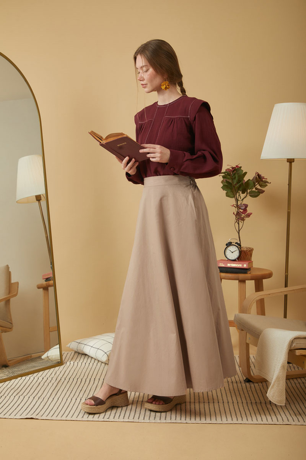 Poplin Skirt Taupe - 10