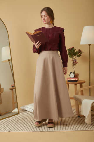 Poplin Skirt Taupe - 11