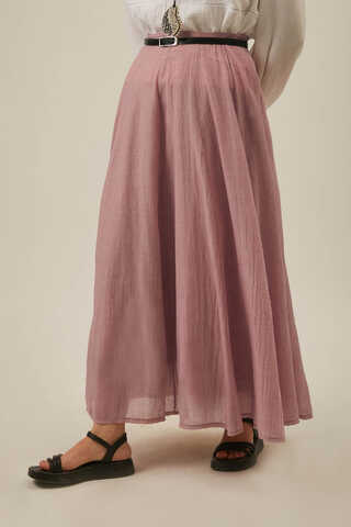 Powder Pink Relaxed Skirt with Stitch Details - 10