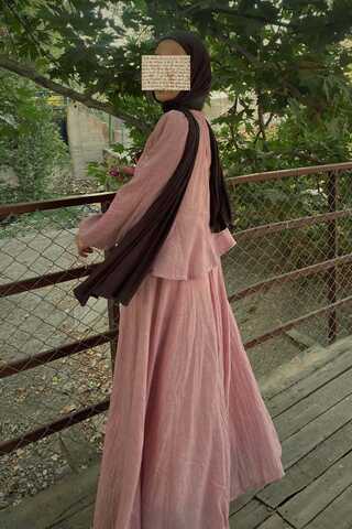 Powder Pink Relaxed Skirt with Stitch Details - 3