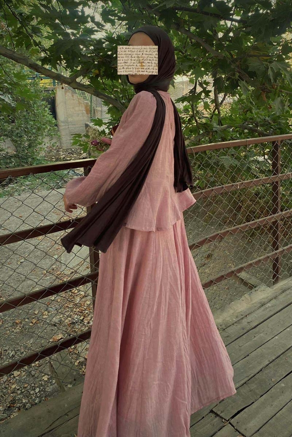 Powder Pink Relaxed Skirt with Stitch Details - 3