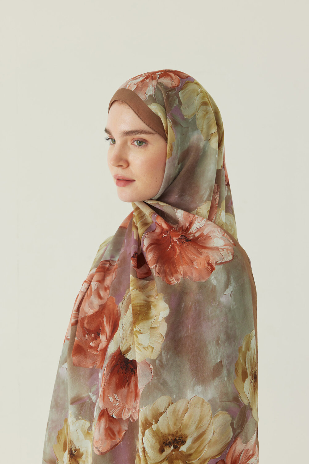 Premium Çiçek Desenli Şal Somon - 3