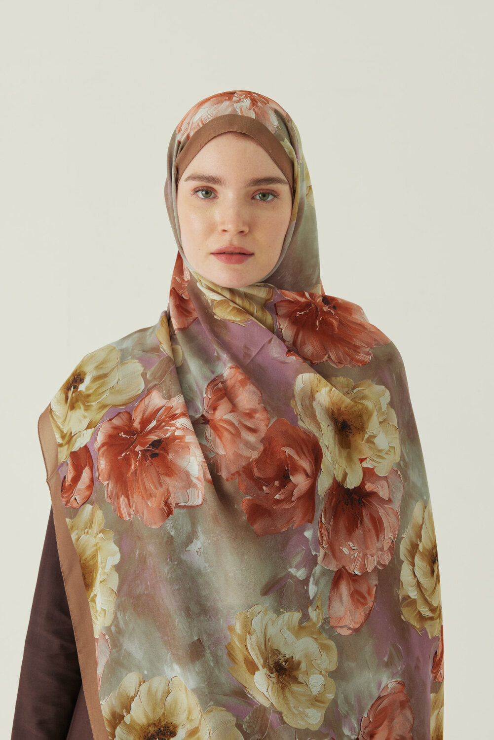 Premium Çiçek Desenli Şal Somon - 2