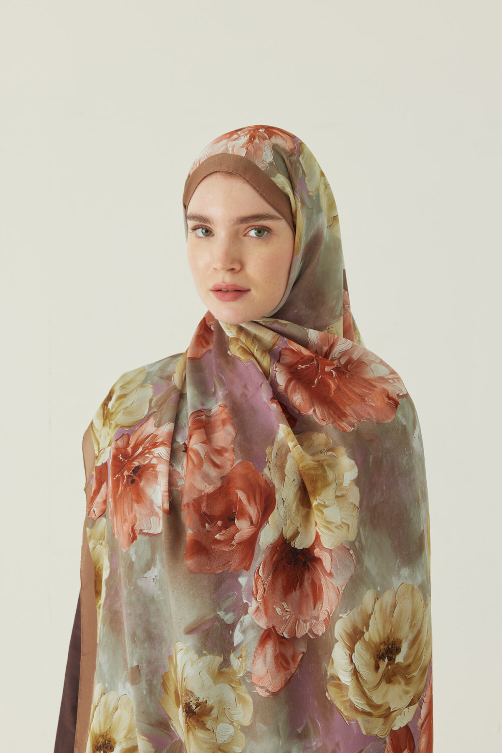 Premium Çiçek Desenli Şal Somon - 1