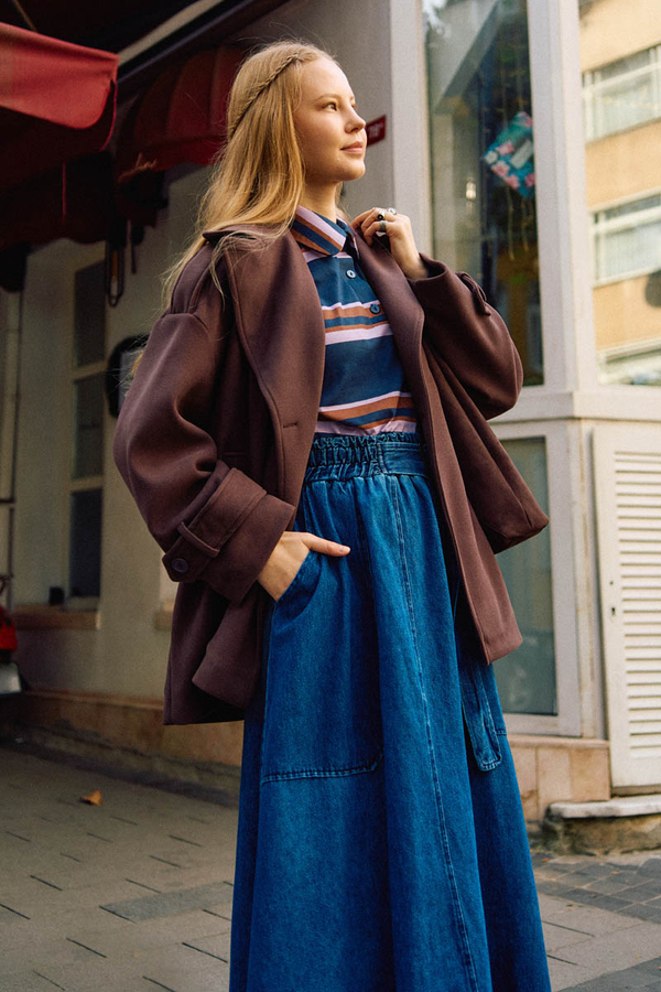 Premium Kısa Kaban Koyu Mürdüm - 4