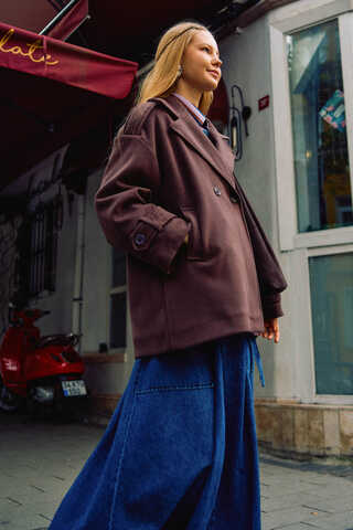 Premium Kısa Kaban Koyu Mürdüm - 6