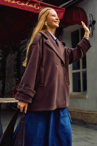 Premium Short Coat Dark Burgundy - 8