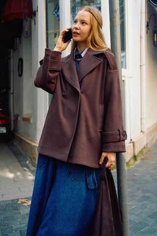 Premium Short Coat Dark Burgundy - 11