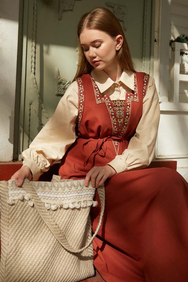 Püskül Detaylı Çanta Camel - 3