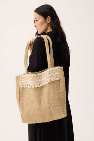 Püskül Detaylı Çanta Camel - 8