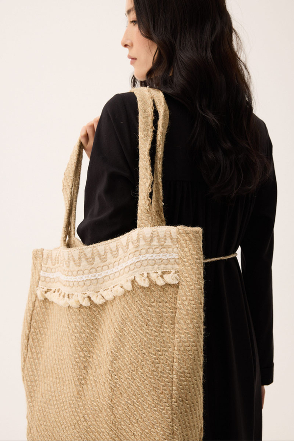 Püskül Detaylı Çanta Camel - 9