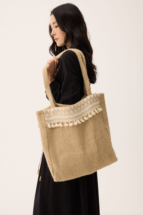 Püskül Detaylı Çanta Camel - 7