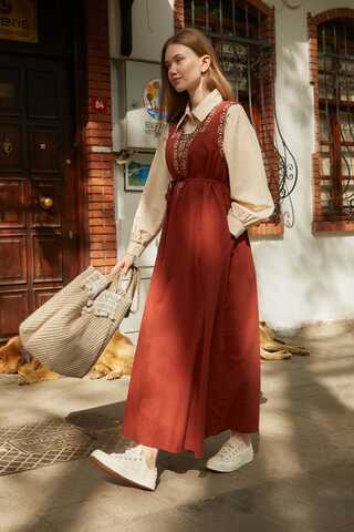 Püskül Detaylı Çanta Camel - 4