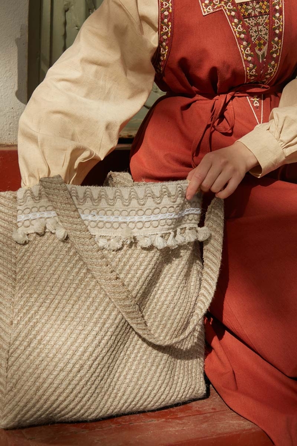 Püskül Detaylı Çanta Camel - 1