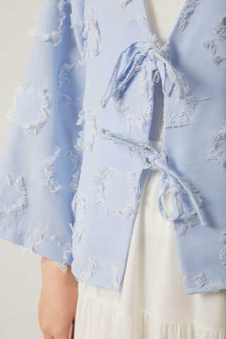 Püskül Detaylı Kimono Bebe Mavisi - 9