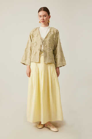 Püskül Detaylı Kimono Haki - 2