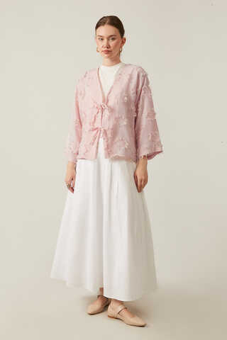 Püskül Detaylı Kimono Pudra - 2