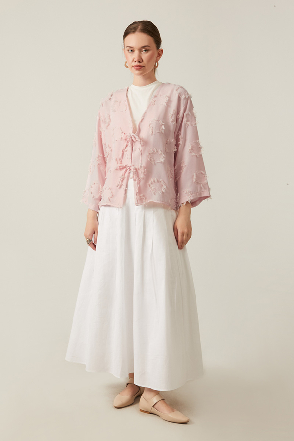 Püskül Detaylı Kimono Pudra - 2