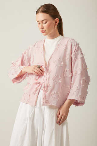Püskül Detaylı Kimono Pudra - 1