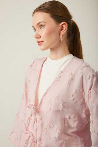 Püskül Detaylı Kimono Pudra - 3