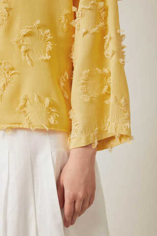 Püskül Detaylı Kimono Sarı - 7