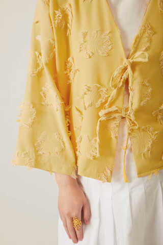 Püskül Detaylı Kimono Sarı - 8