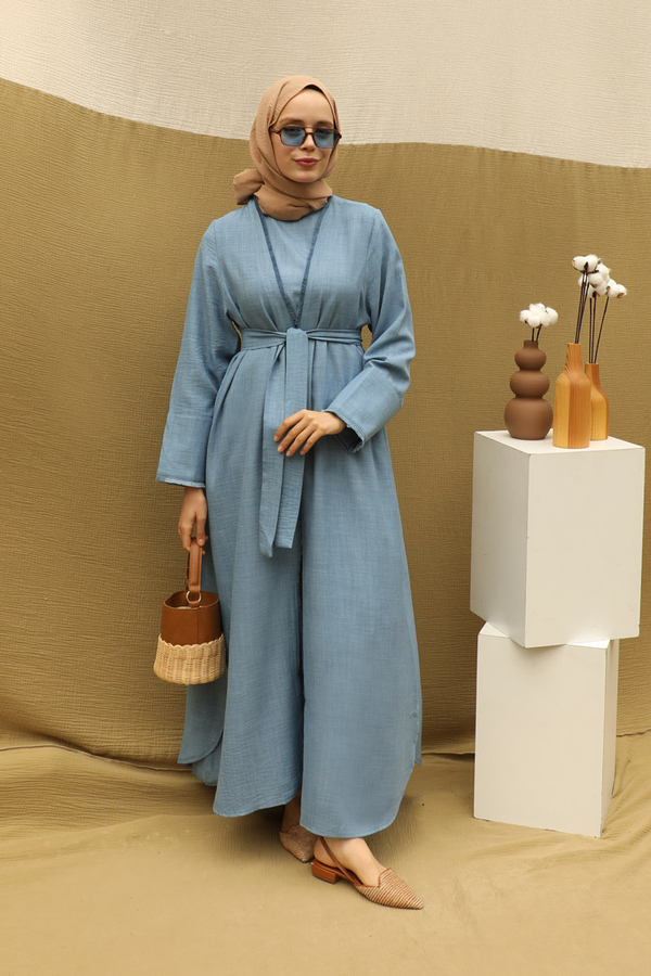 Püsküllü Abaya Takım Bebe Mavisi - 2