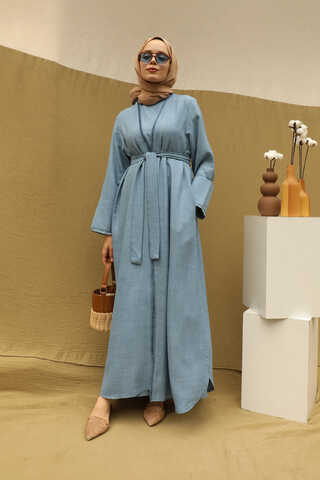 Püsküllü Abaya Takım Bebe Mavisi - 5