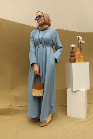 Püsküllü Abaya Takım Bebe Mavisi - 6