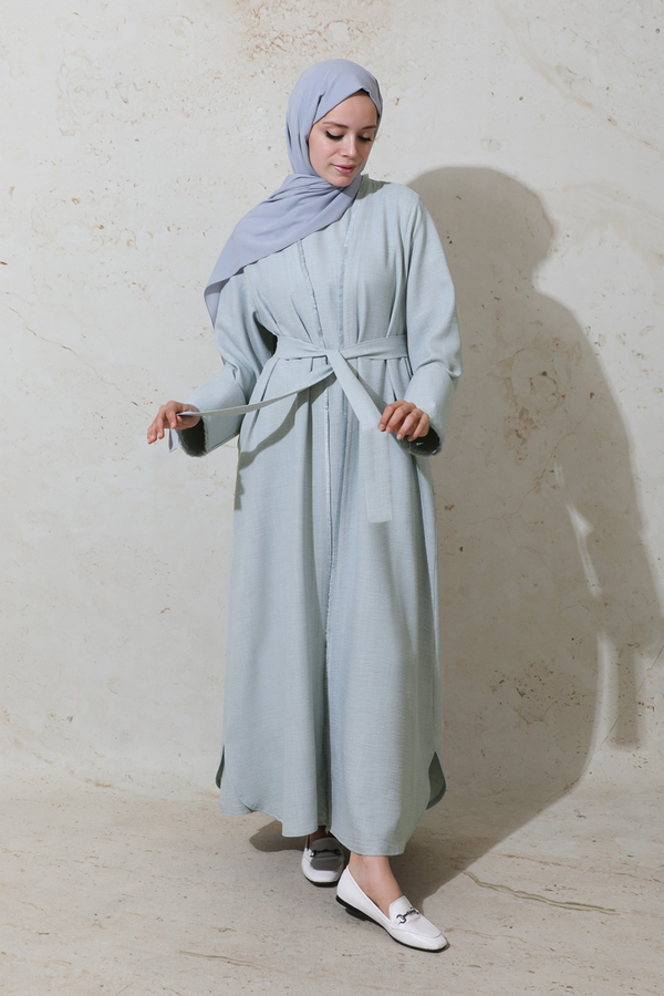 Püsküllü Abaya Takım Gri - 7