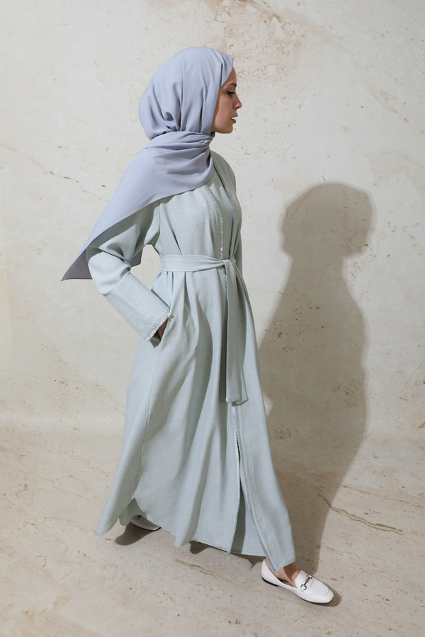 Püsküllü Abaya Takım Gri - 9