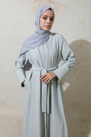 Püsküllü Abaya Takım Gri - 3