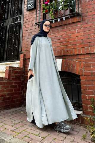 Püsküllü Abaya Takım Gri - 1