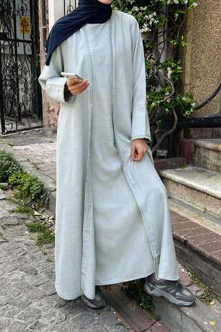 Püsküllü Abaya Takım Gri - 2