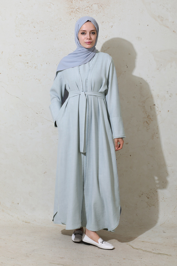 Püsküllü Abaya Takım Gri - 4