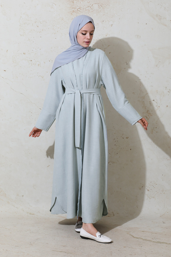 Püsküllü Abaya Takım Gri - 6