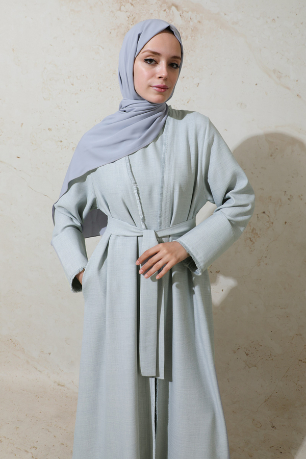 Püsküllü Abaya Takım Gri - 3