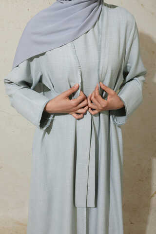 Püsküllü Abaya Takım Gri - 5