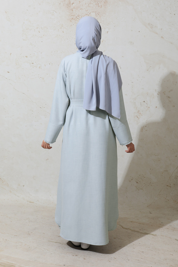 Püsküllü Abaya Takım Gri - 11