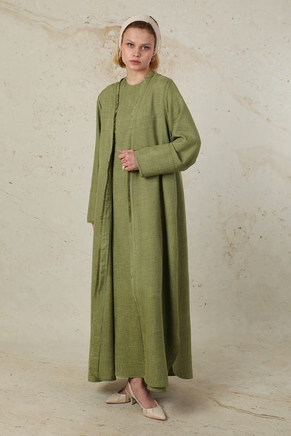 Püsküllü Abaya Takım Haki - 2