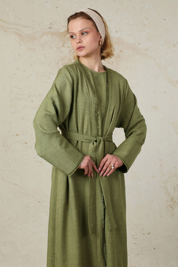 Püsküllü Abaya Takım Haki - 3