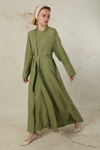 Püsküllü Abaya Takım Haki - 4