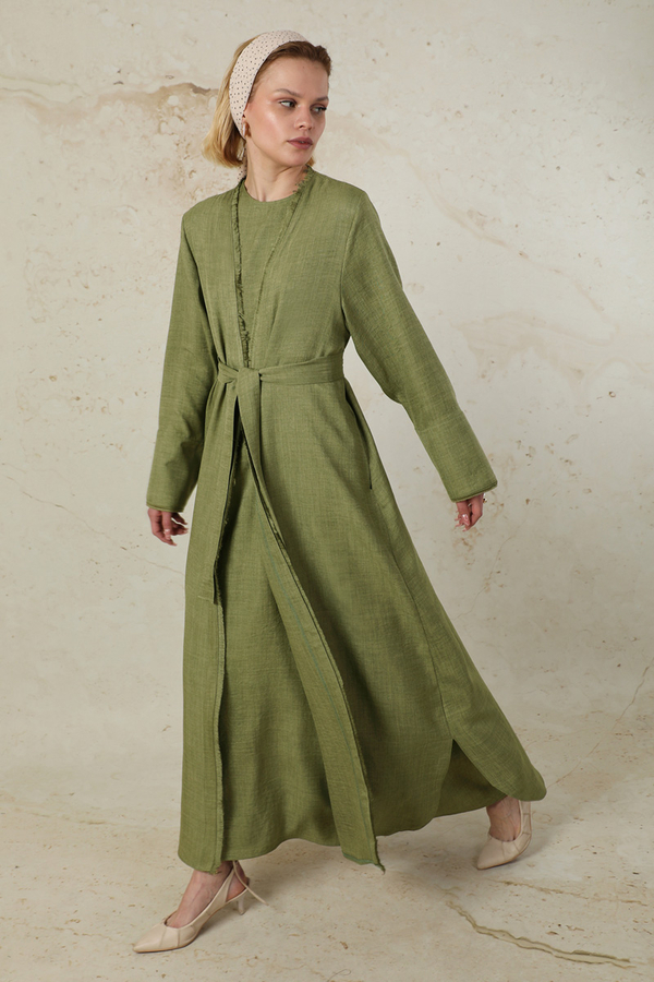 Püsküllü Abaya Takım Haki - 4