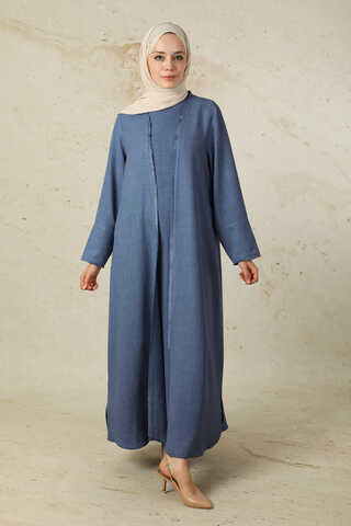 Püsküllü Abaya Takım İndigo - 1