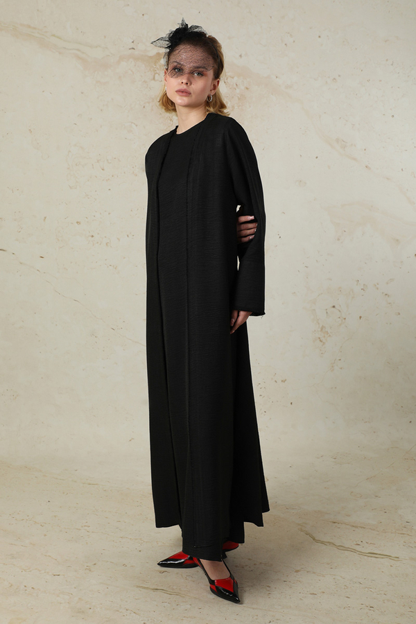 Püsküllü Abaya Takım Siyah - 4
